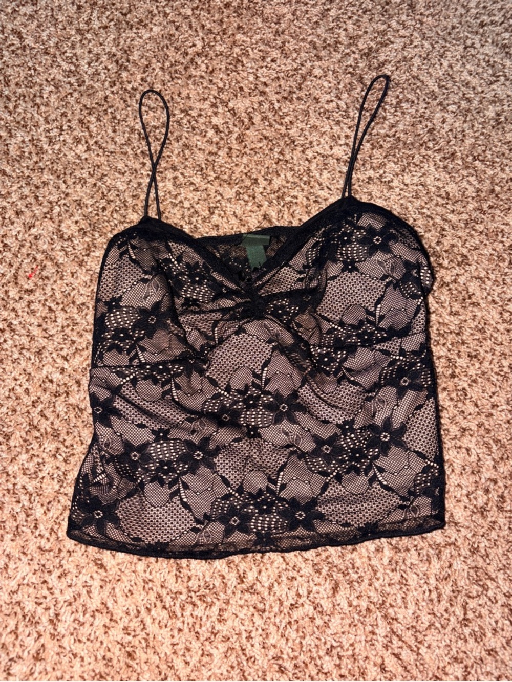 Wild Fable Black Lace Cami Top with Spaghetti Straps